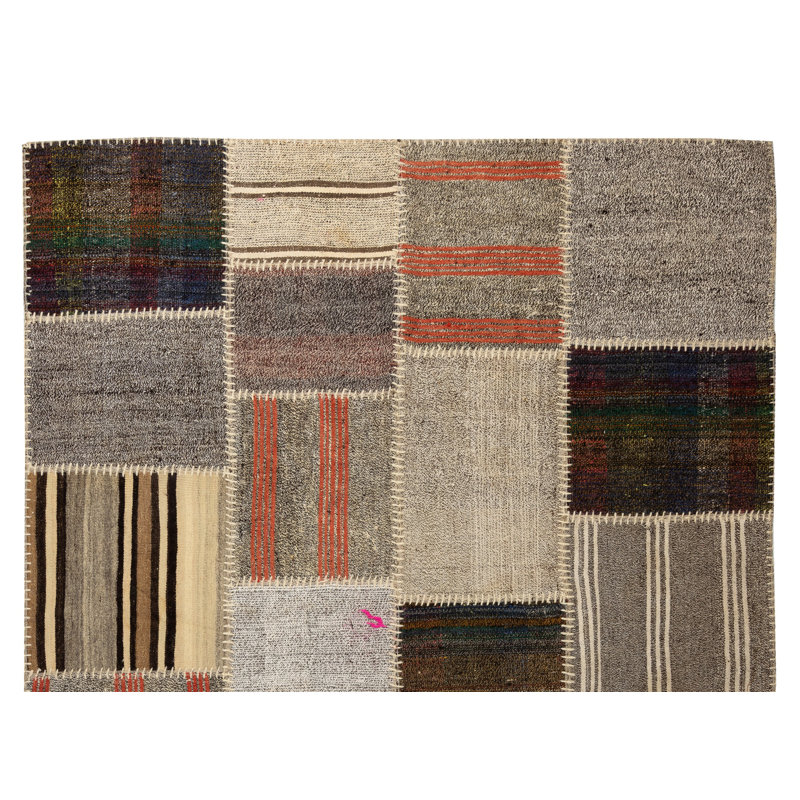 Tapis turc patchwork 6 pi 8,4 pi fabriqué à la main «Flat-Weave»