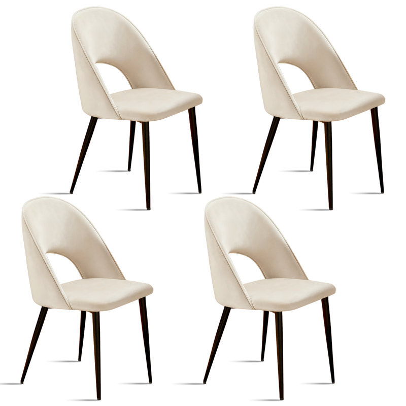 Chaise rembourrée moderne en velours courbé (blanc), Blanc
