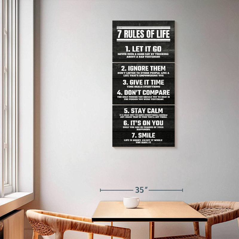 «Seven Rules Of Life», reproduction d'art sur toile, H 62 po x l 30 po x P 1,25 po