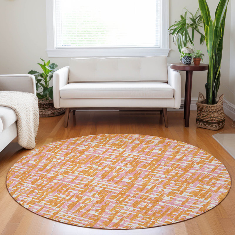 Tapis orange lavable intérieur / extérieur Zarifa , 8 pi x 8 pi
