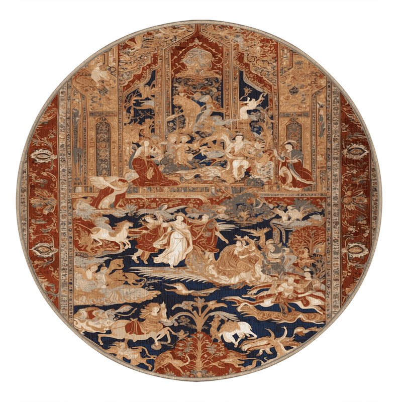 Tapis brun lavable à la machine, Rond 7 pi