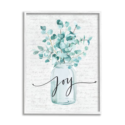 «Aqua Blue Plant Leaves in Jar Joy» par Lettred and Lined - impression d'art graphique
