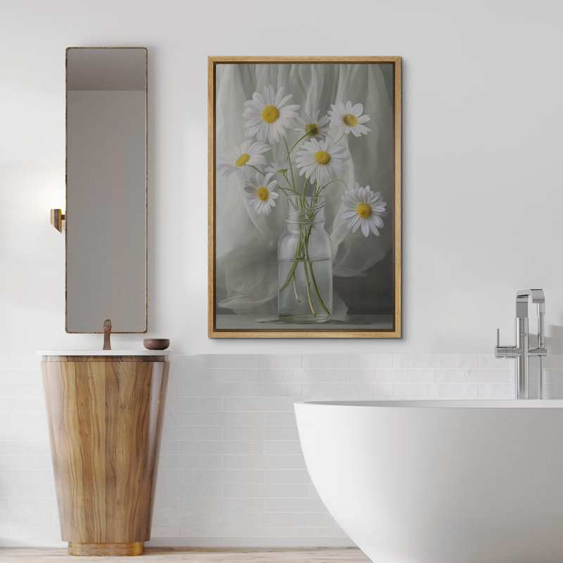 Flower Blossom «Clear White Daisy Flowers Serene Illustration» sur, Cadre flottant naturel, H 36 po x l 24 po