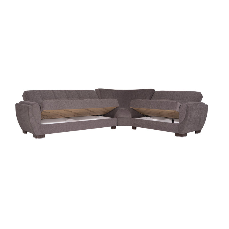Annalice Air Reversible L-Shaped Sleeper Sofa Sectional w/ Storage Seats for Living Room, Dark Gray Microfiber/Microsuede