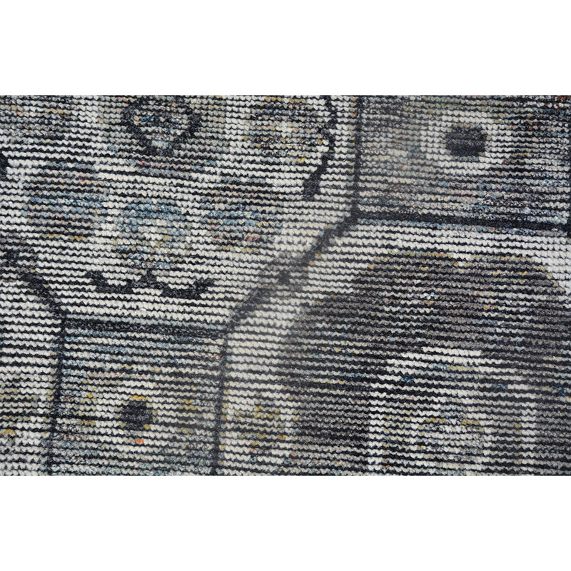 Tapis ivoire / gris / noir noué à la main de haute qualité, Rectangle 8 pi x 10 pi