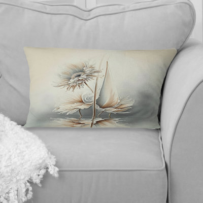 Coussin décoratif blanc Gerbera