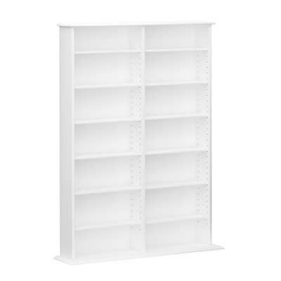 Cataleya Multimedia 2 Column 38.75" Wide Display Cabinet Media, Media Storage Shelves, Double Width Wall Storage, White