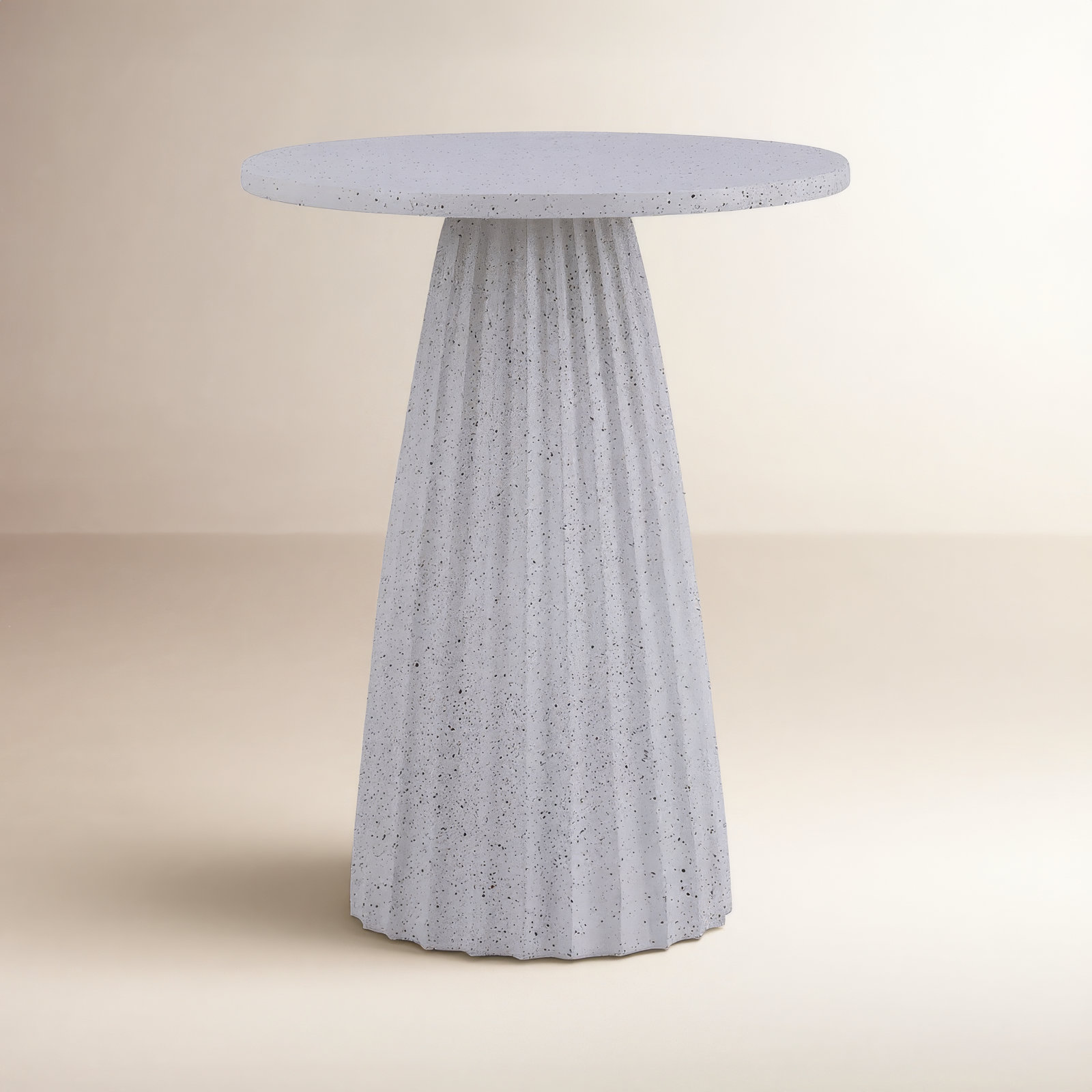 Aluminum Side Table W/Chisel Texture Base, White Top/Gray Base, 20" H x 16" W x 16" D