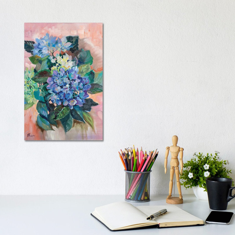 Blue Hydrangea 1 Piece Wrapped Canvas Painting, 20.32 cm H x 30.48 cm W