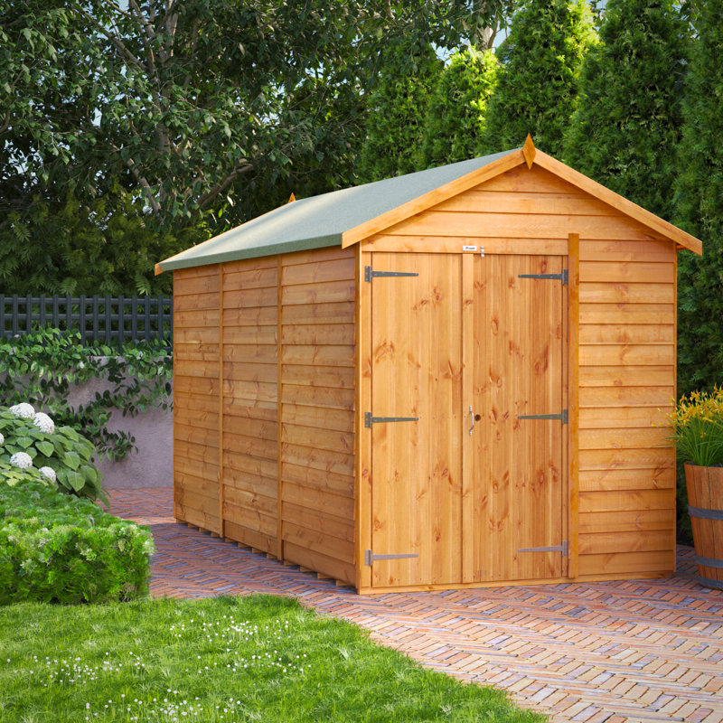 Powersheds 12 x 6ft Timber Overlap Windowless Apex Garden Shed, Double Doors