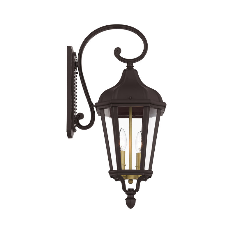 Lanterne murale d'extérieur à 2 ampoules H 23,5 po Anguel, Bronze/Doré