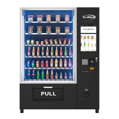 Snack Vending Machine with 21.5 Inch Touch Display, 66 Slots and Elevator-Lift Dispensing System,Refrigerated, Bill and Coin Acceptor, Credit Card Reader, Wifi and 4G Connectivity in Black (KM-VMRWT-66EBCR)