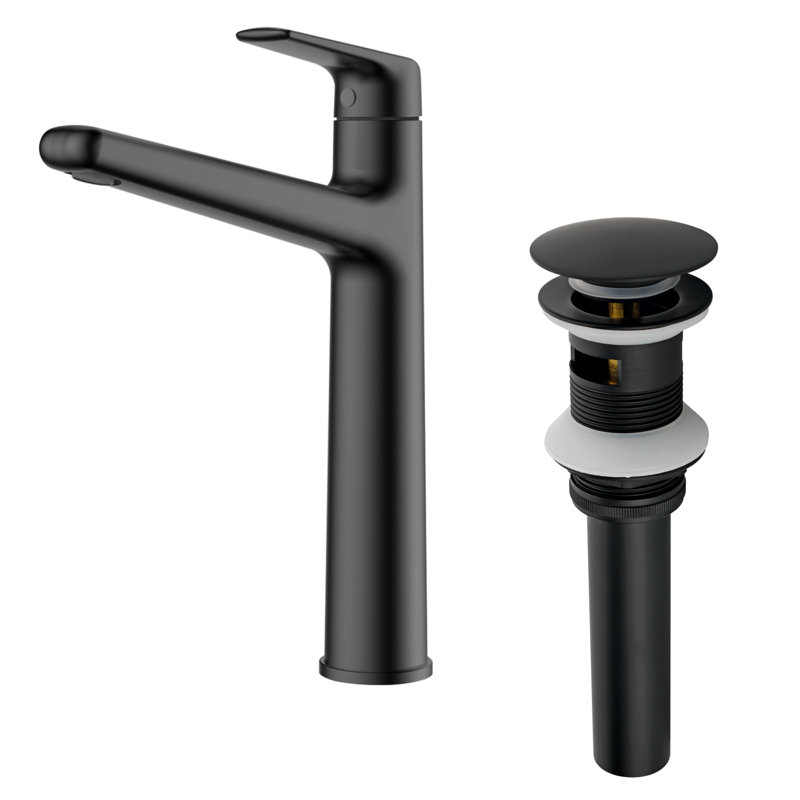 Robinet de salle de bain à poignée simple en laiton, Noir mat