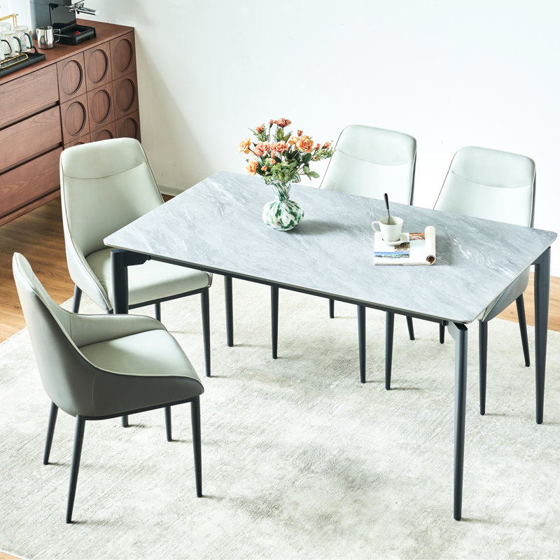 Table de luxe en pierre frittée de luxe avec pieds noirs, fabrication de savon brillant de 6 à 8 géologues