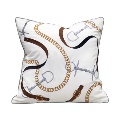 Embroidered Outdoor Throw Pillow