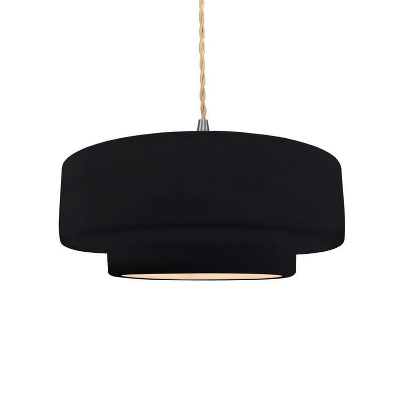 Luminaire suspendu à 1 lumière Meydan, H 5,25 po x l 14,5 po x P 14,5 po, Noir lustré, Nickel brossé