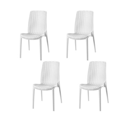 Lagoon Set Of 4 Stackable Rattan Dining Chairs In White