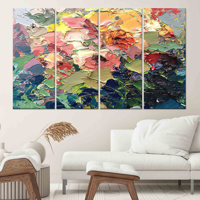Impression sur toile Elegant Abstract Flower: Vibrant Home Decor Art, toile tendue 4P, 43,3 po H x 63 po l