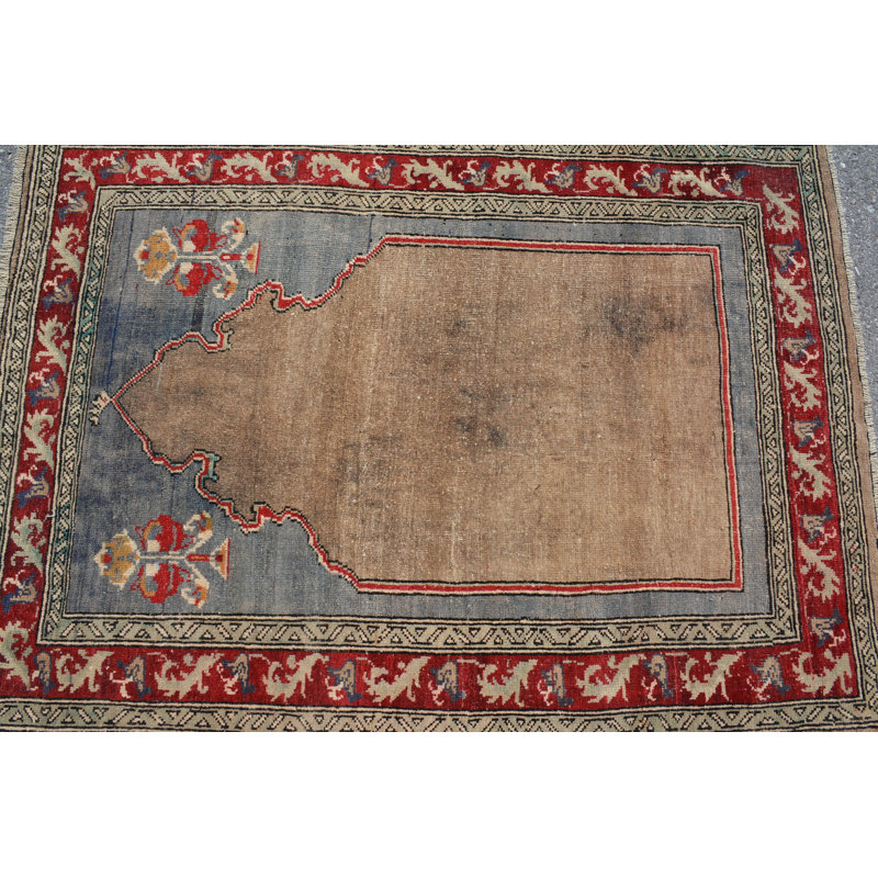 Tapis tendance, tapis turc, tapis de décoration intérieure, tapis rouge neutre, tapis rétro, tapis décoratif 3,4 pi x 4,5 pi