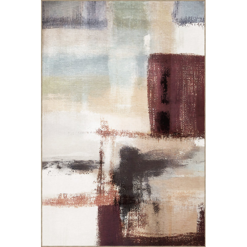 Multi-Colored Pastel Abstract Patterned Modern Decorative Rug, Runner 2'7" x 9'10"