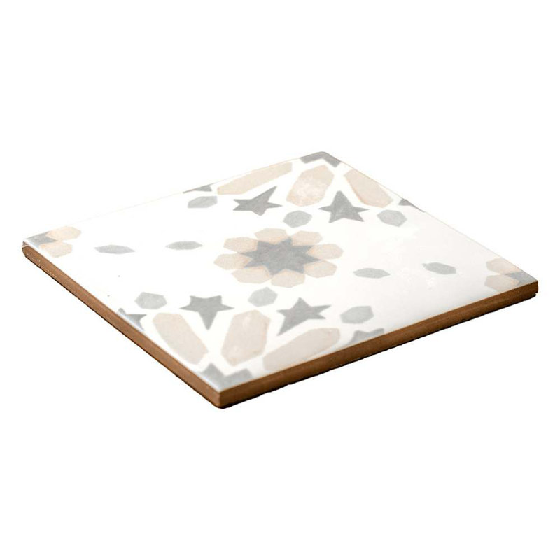 Dahlia 6" x 6" Patterned Matte Porcelain Tile, Beige