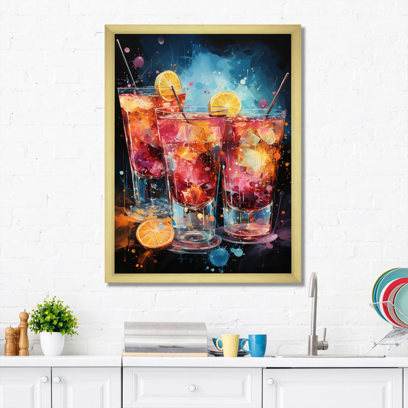«Luai Cocktail Cocktail Confetti VII», reproduction sur toile, H 40 po x l 30 po x P 1,5 po, Encadrement doré