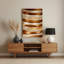 DiagonalStripes Cognac Light Beige Brown Metal Wall Art-17128653