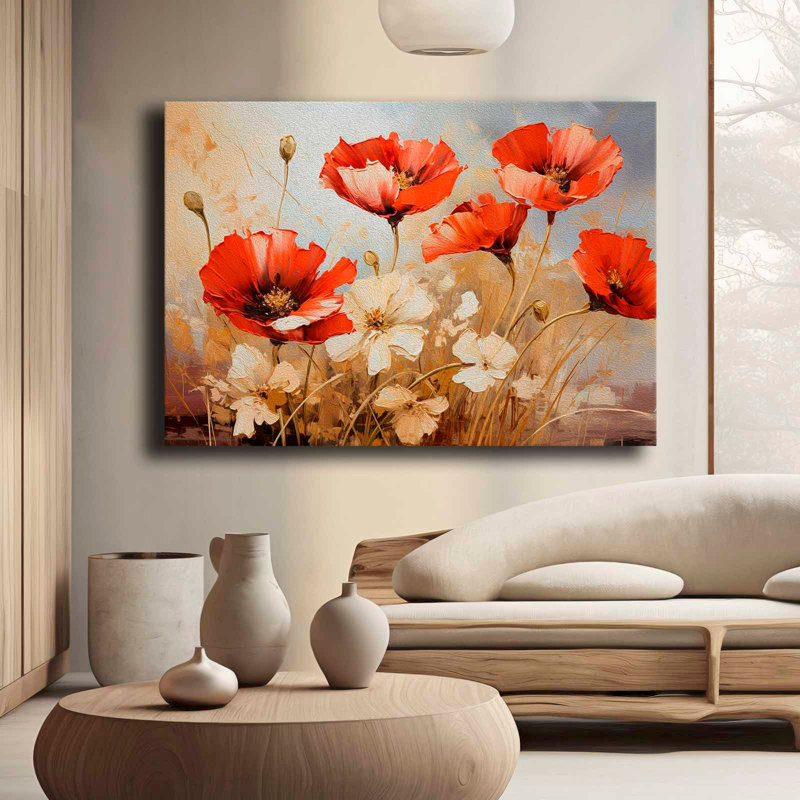 Art mural sur toile rouge et blanc