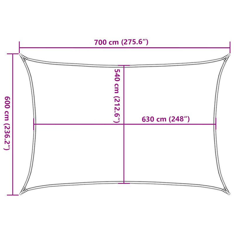 6m x 7m Rectangle Shade Sail, Orange