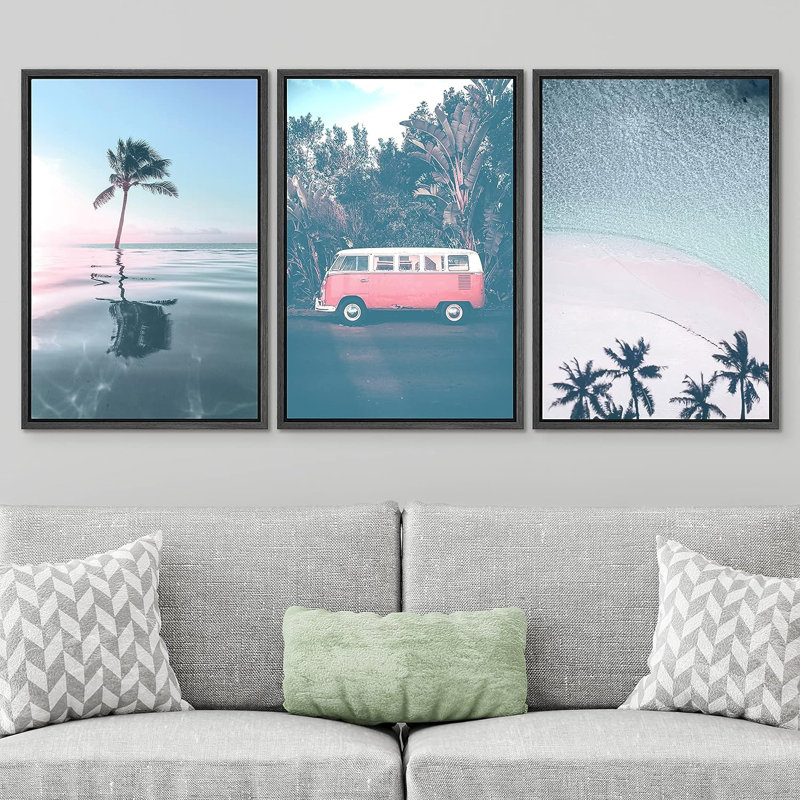 Coastal Beach, Cadre noir, H 36 po x l 24 po x P 1,5 po