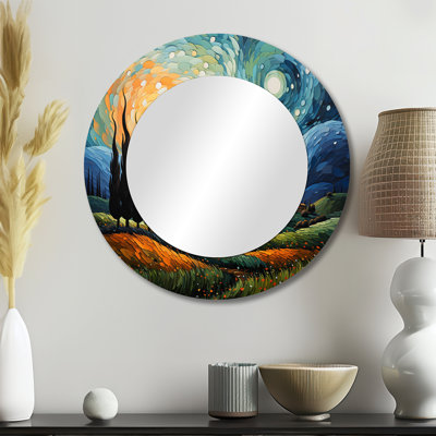 Vangogh The Swaying Cypress II - Vangogh Round Mirror Wall Decor