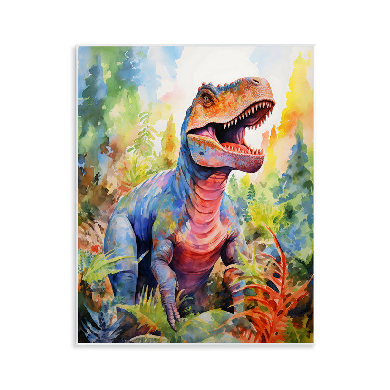 Plaque murale colorée T-Rex Dinosaur in Jungle, design by Creative Studio