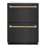 ZLINE Autograph Edition 24 In. Touchstone Refrigerator Drawer in Black Matte and Gold