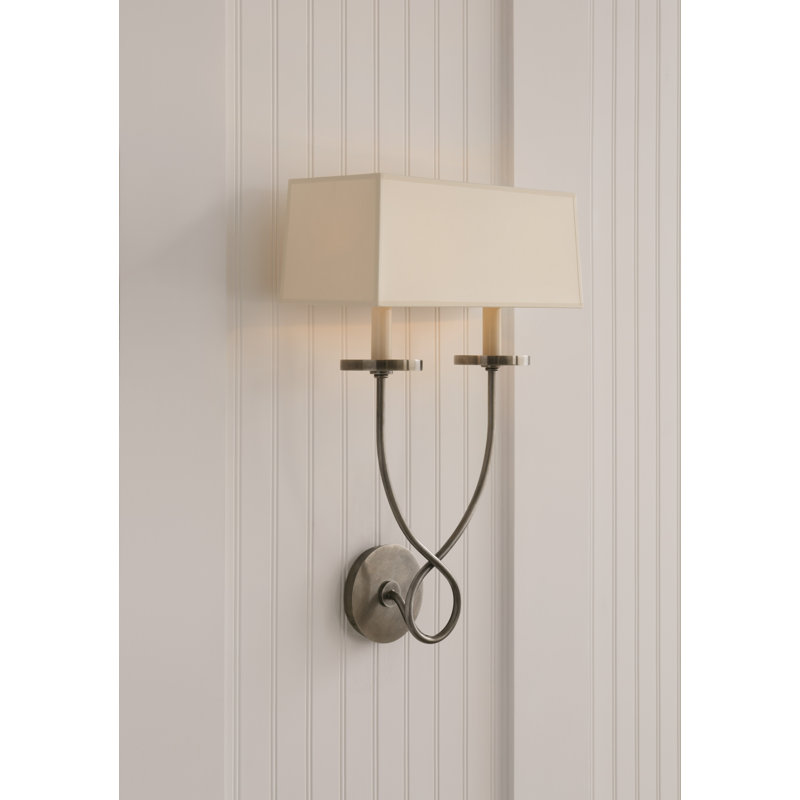 Chapman & Myers Symmetric Twist Double Sconce, Antique Nickel, Fabric