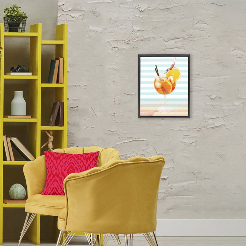 Spritz Cocktail Dive Floating Frame, design by Lil' Rue, Jet Black Floater Frame, 21" H x 17" W