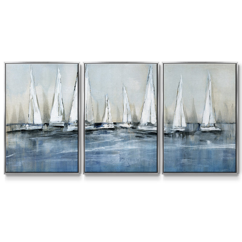 3 pièces en attente du soleil, H 24 po x l 48 po x P 2 po, Argent
