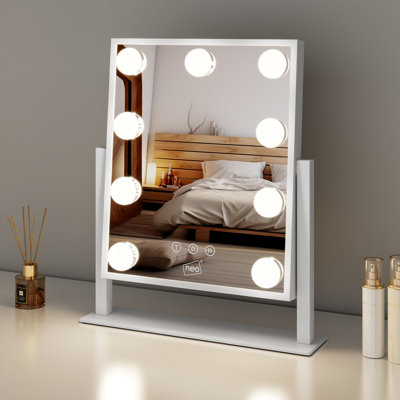Neo Hollywood Vanity Touch Mirror with 9 LED Bulbs Lights