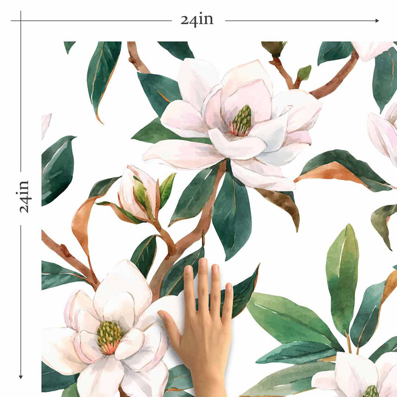 Panneau de papier peint adhésif fleur, L 126 po x l 24 po