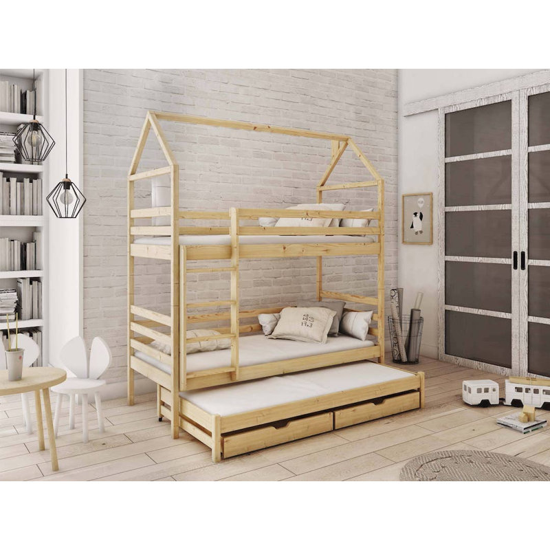 Glengarry 90 X 190cm Bunk Bed with Storage Included with Trundle Included, Pine