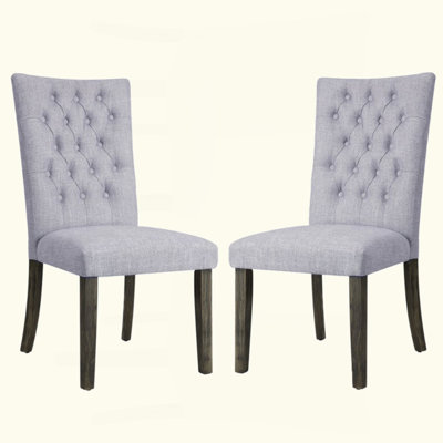 Ensemble de 2 chaises d'appoint rembourrées en lin gris, finition chêne gris