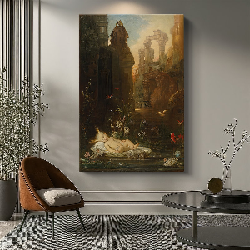«The Infant Moses» - toile tendue par Gustave Moreau, 32 x 48