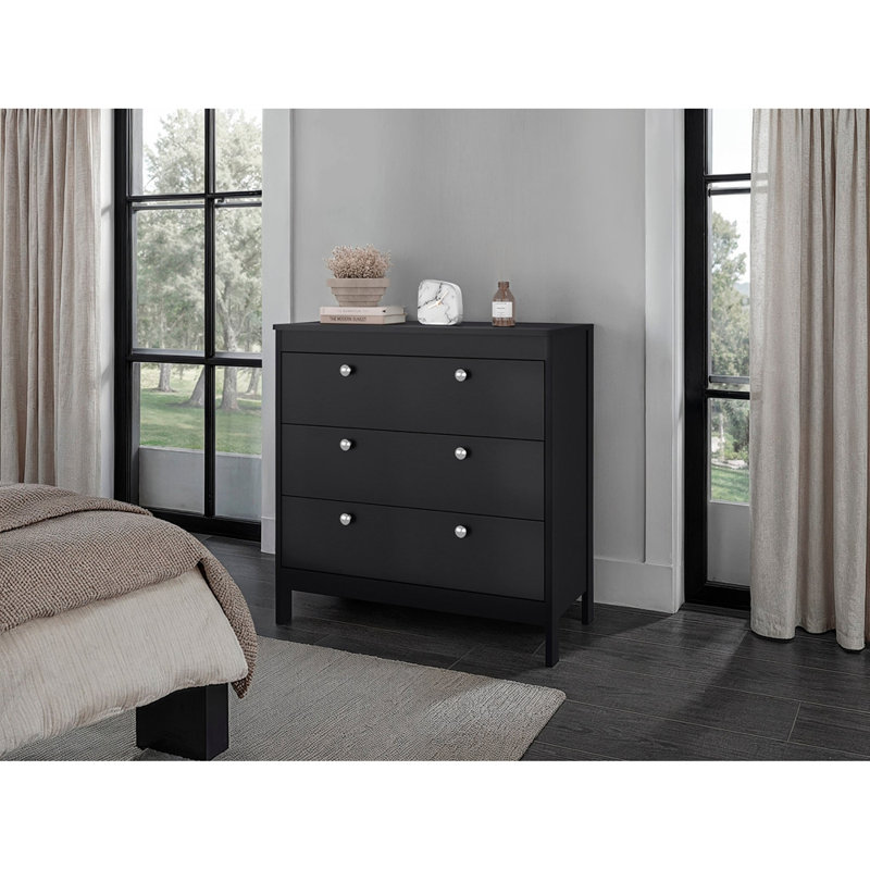 Commode 3 tiroirs Wenge avec rangement fonctionnel, Wengé