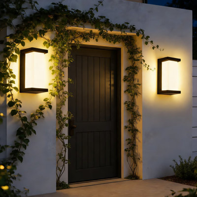 2-Pack Remote Control Outdoor Wall Lights, 3-Color Dimmable LED Porch Lighting With Timing Function, IP65 Waterproof Exterior Fixtures For House, Garage, Yard