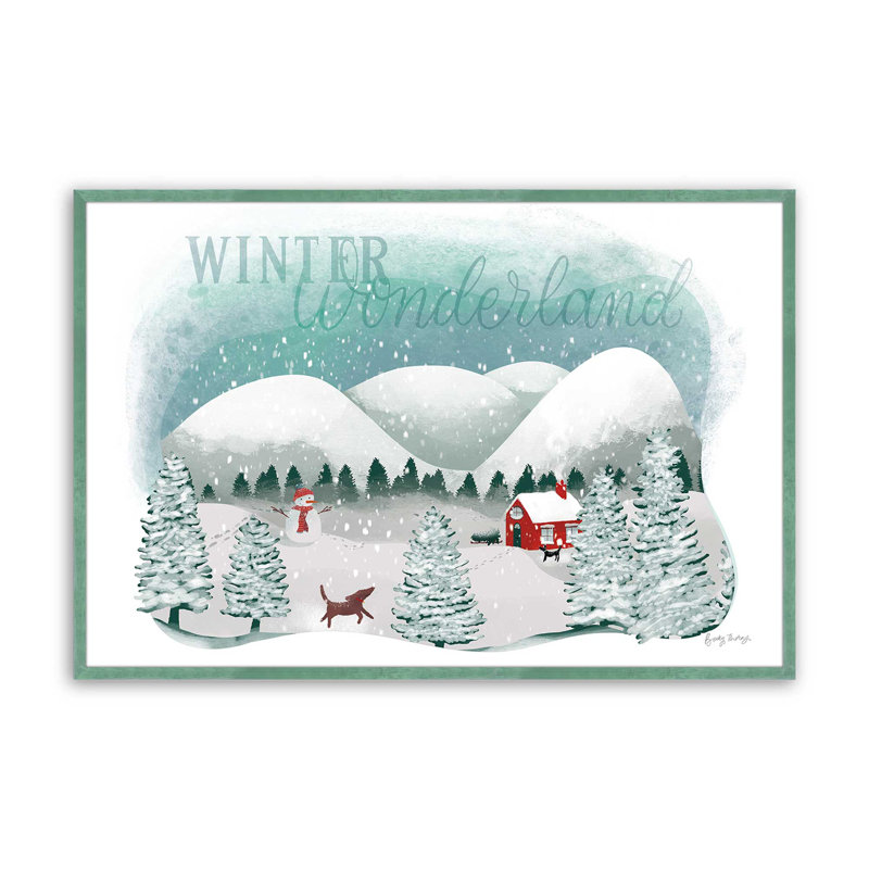 Rustic Winter Wonderland Print  in a Frame, Lemon Grass Single Picture Framed, 12" H x 15" W x 1.25" D