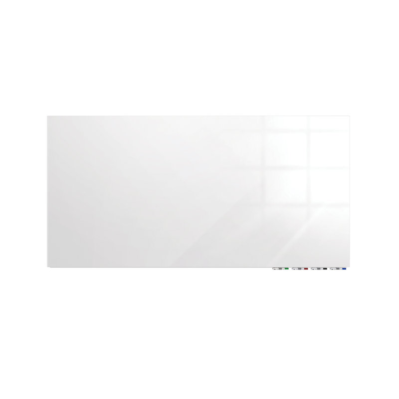Aria Horizontal Glass Whiteboard Wall Mounted, 48" H x 72'' W x72" L, White, No