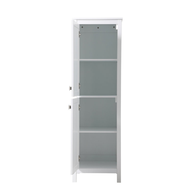 Rangement pour salle de bain Destinymarie, Blanc / nickel brossé, H 65 po x l 20 po x P 22 po