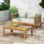  Ensemble de causeuse en bois d'acacia et osier avec coussins et table basse, beige acajou
