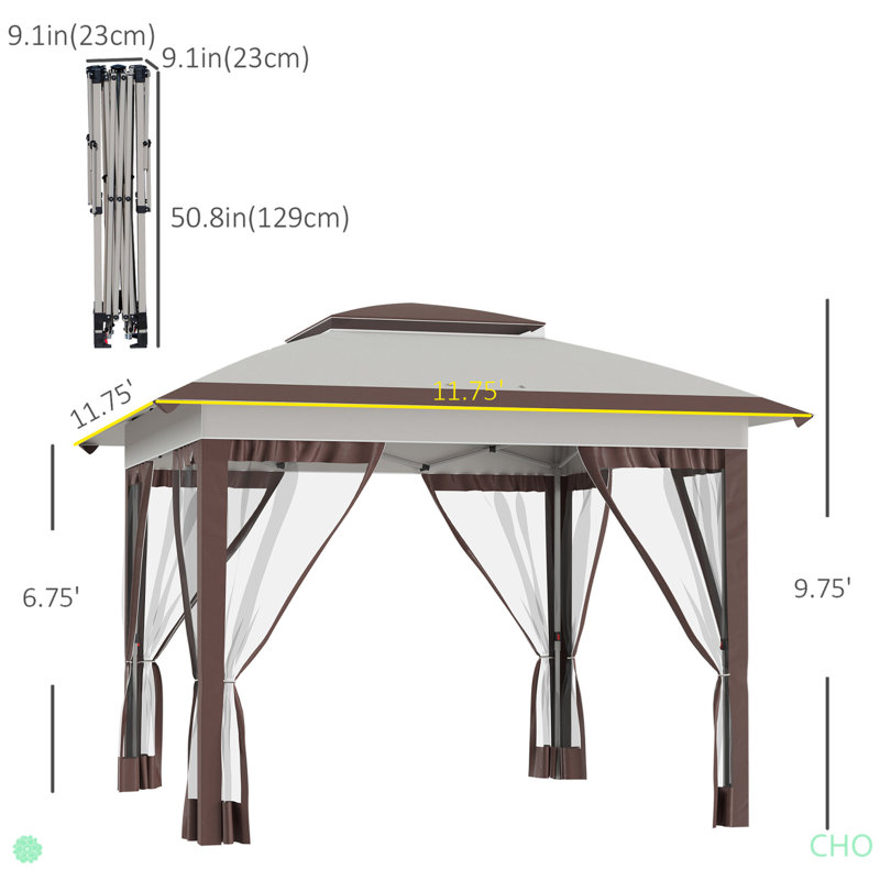 Pop Up Canopy Tent With Netting And Carry Bag, Instant Sun Shelter With 137 Sq.Ft Shade, Tents For Parties, Height Adjustable, For Outdoor, Garden, Patio