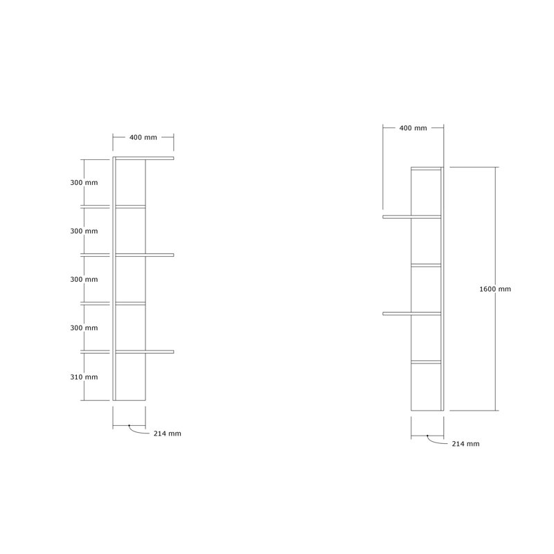 Bibliothèque moderne en chêne avec option de fixation murale, 63,0 x 15,9 x 8,4 pouces | 100% panneau de particules enduit de mélamine, épaisseur: 0,7 pouce | Design élégant, nombreuses tablettes pour un rangement supplémentaire, idéal pour la maison et le bureau