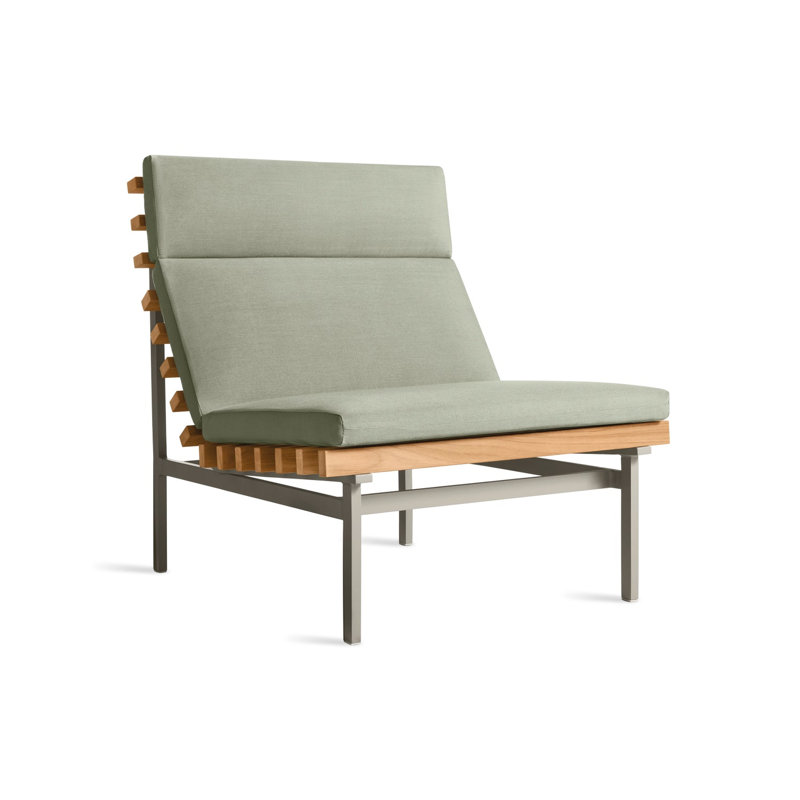 Perch Outdoor Teak Chaise Lounge, Sunbrella Linen, Charcoal